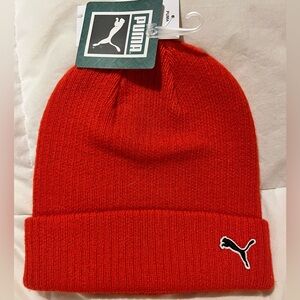 PUMA Fundamental Cuff Beanie Red One Size NWT